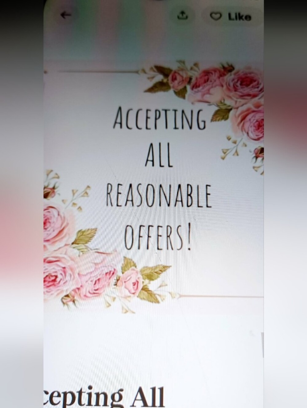 Floral 'Accepting All Reasonable Offers' Wall Art  NO LOW BALLERS